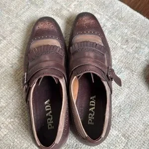 Prada | Shoes | Prada Brown Leather Oxfords With Brogue  display picture 1